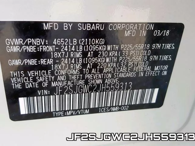 JF2SJGWC2JH559313 фото 2