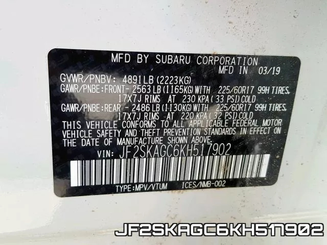 JF2SKAGC6KH517902 фото 2