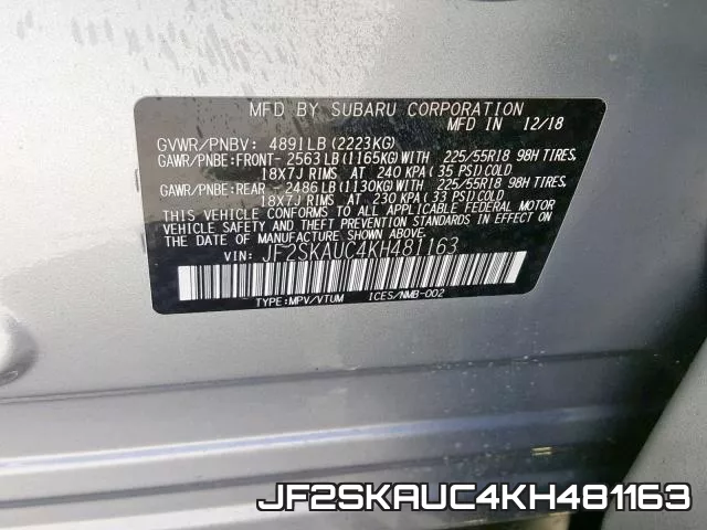 JF2SKAUC4KH481163 фото 2