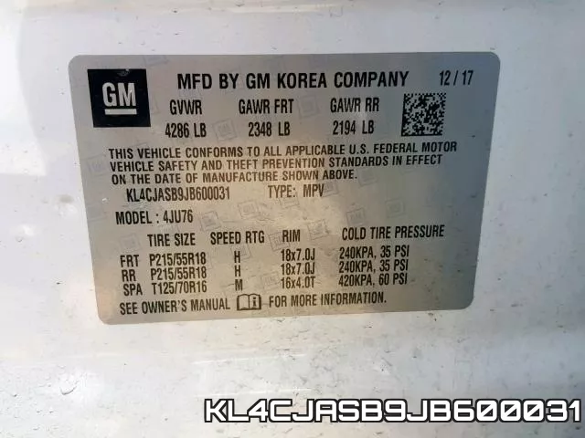 KL4CJASB9JB600031 фото 2