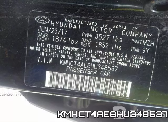 KMHCT4AE8HU348537 фото 10