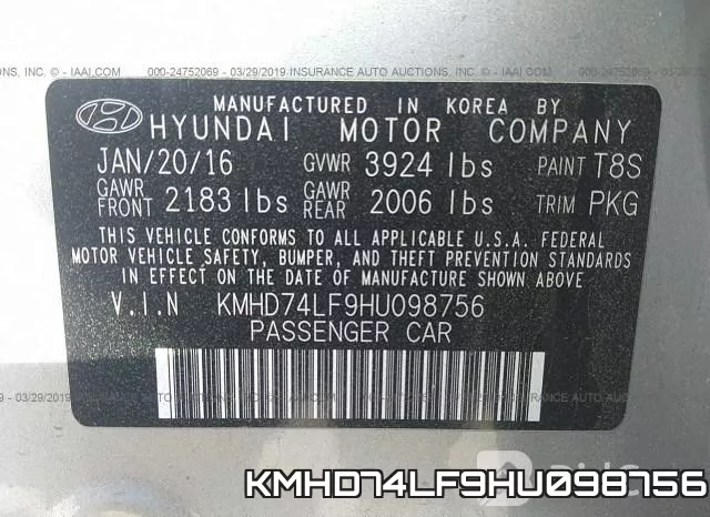 KMHD74LF9HU098756 фото 10