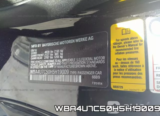 WBA4U7C50H5H19009 фото 10