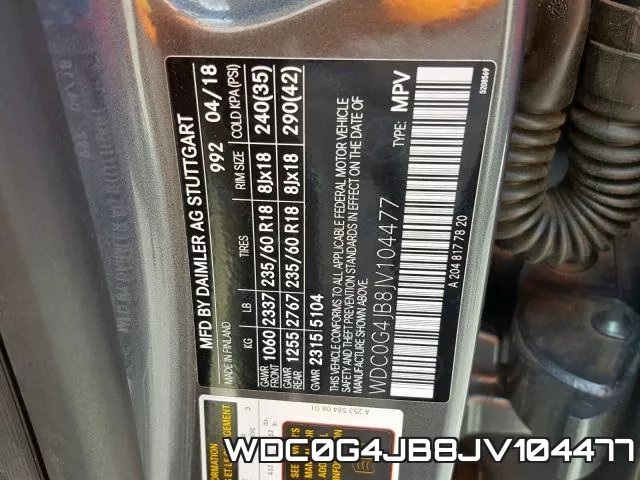 WDC0G4JB8JV104477 фото 2