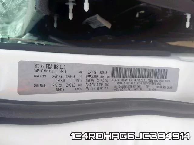 1C4RDHAG5JC384914 фото 2