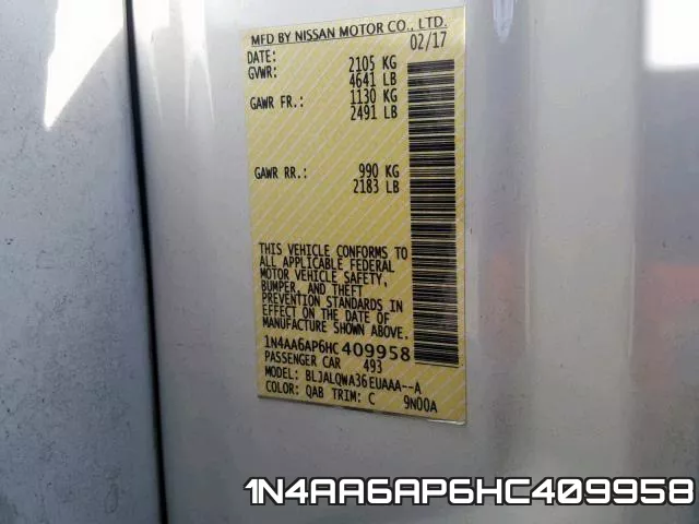 1N4AA6AP6HC409958 фото 2