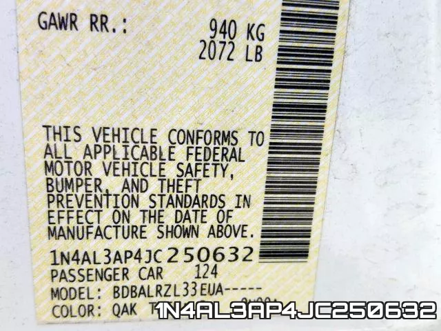 1N4AL3AP4JC250632 фото 2