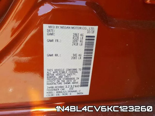 1N4BL4CV6KC123260 фото 2