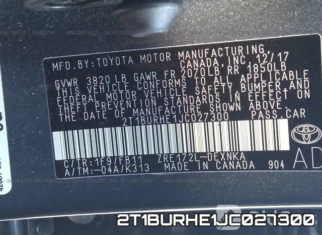 2T1BURHE1JC027300 фото 10
