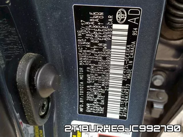 2T1BURHE3JC992790 фото 2