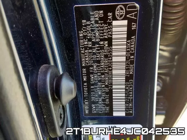 2T1BURHE4JC042535 фото 2
