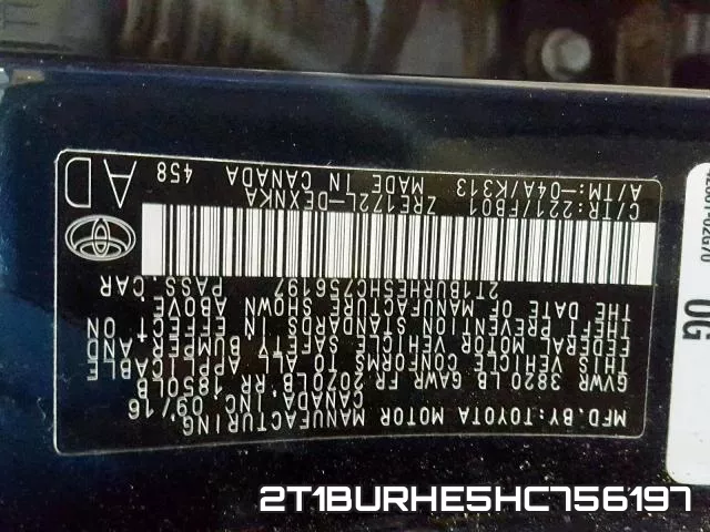 2T1BURHE5HC756197 фото 2