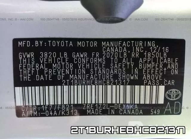 2T1BURHE8HC821317 фото 10