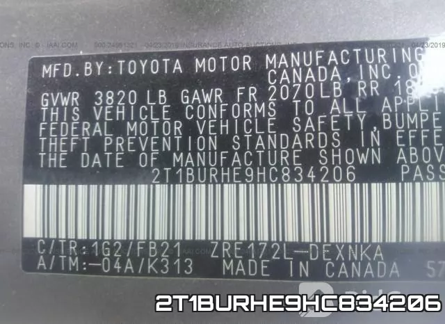 2T1BURHE9HC834206 фото 10