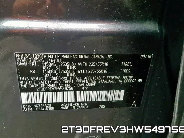 2T3DFREV3HW549756 фото 2