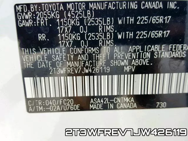 2T3WFREV7JW426119 фото 2