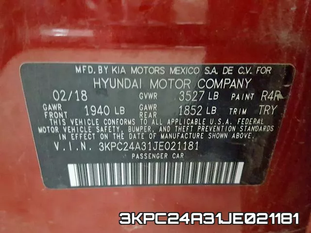 3KPC24A31JE021181 фото 2
