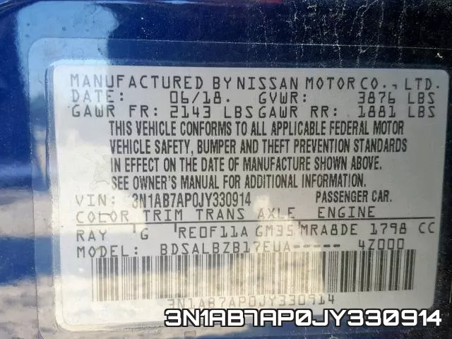 3N1AB7AP0JY330914 фото 2
