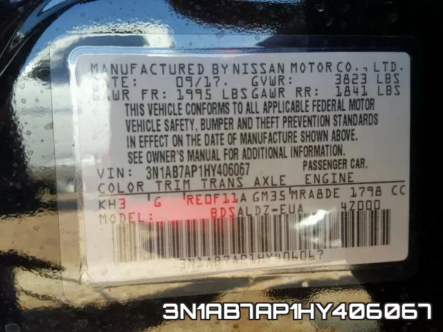 3N1AB7AP1HY406067 фото 2