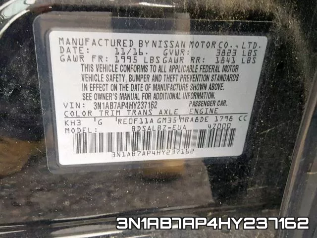 3N1AB7AP4HY237162 фото 2