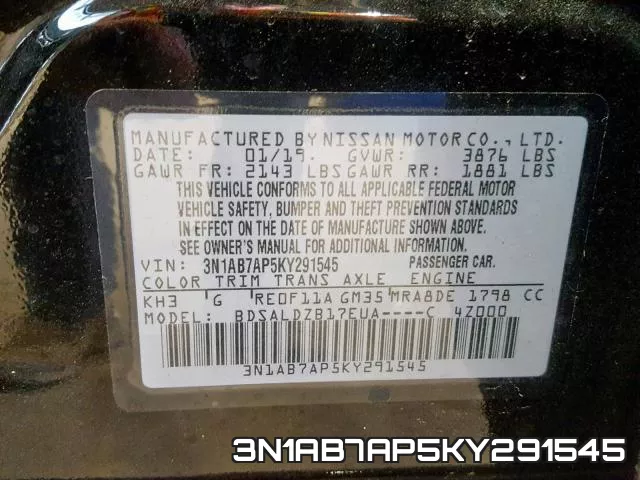 3N1AB7AP5KY291545 фото 2