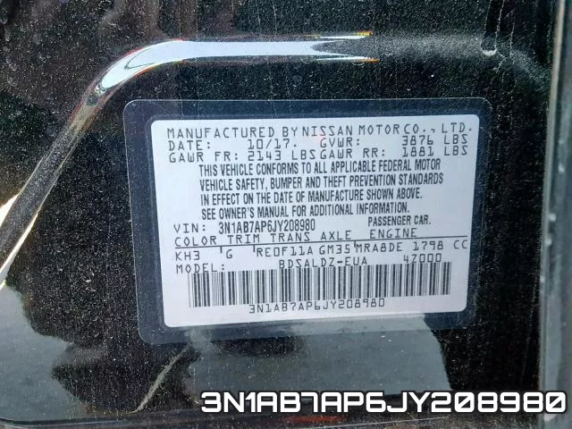 3N1AB7AP6JY208980 фото 2