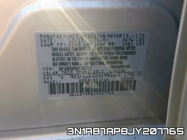 3N1AB7AP8JY207765 фото 2