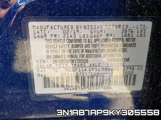 3N1AB7AP9KY305558 фото 2