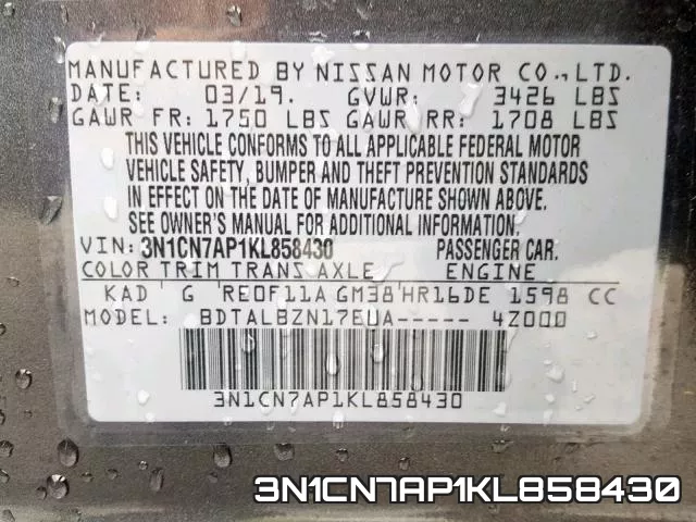 3N1CN7AP1KL858430 фото 2