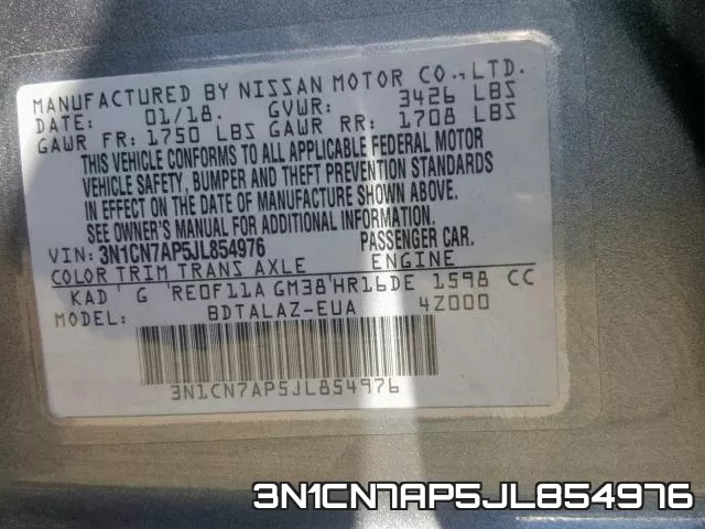 3N1CN7AP5JL854976 фото 2