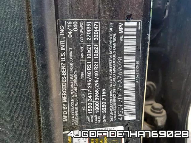4JGDF7DE7HA769028 фото 2