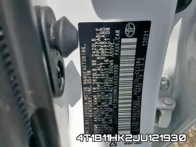 4T1B11HK2JU121930 фото 2