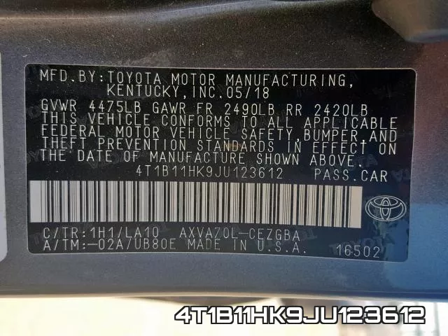 4T1B11HK9JU123612 фото 2