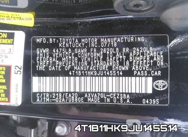 4T1B11HK9JU145514 фото 10
