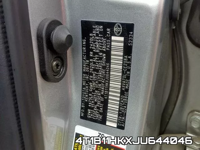 4T1B11HKXJU644046 фото 2