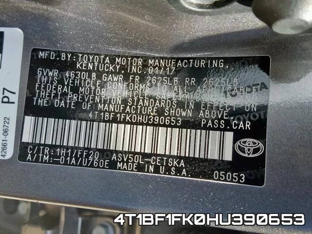 4T1BF1FK0HU390653 фото 2
