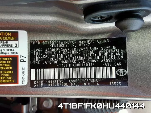 4T1BF1FK0HU440144 фото 2