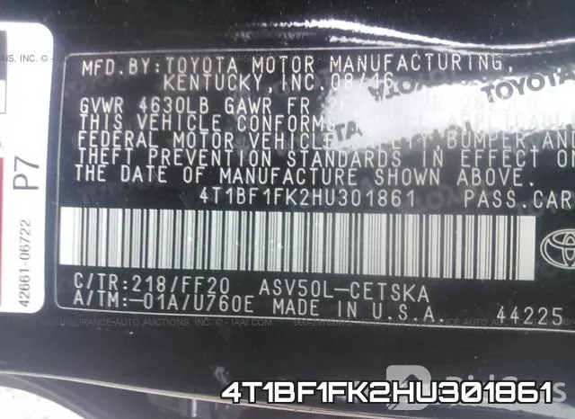 4T1BF1FK2HU301861 фото 10