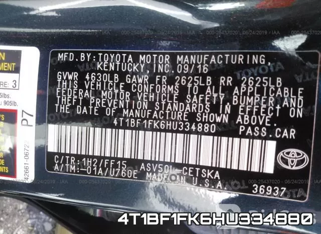4T1BF1FK6HU334880 фото 10