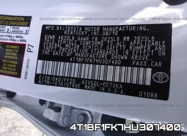 4T1BF1FK7HU307400 фото 10