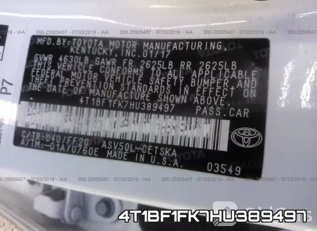 4T1BF1FK7HU389497 фото 10