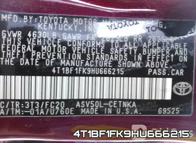 4T1BF1FK9HU666215 фото 10