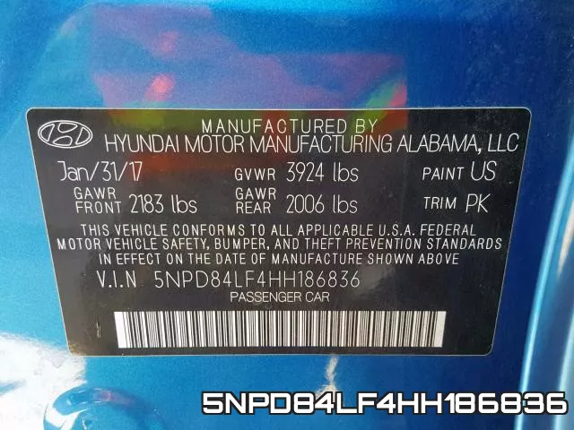 5NPD84LF4HH186836 фото 2