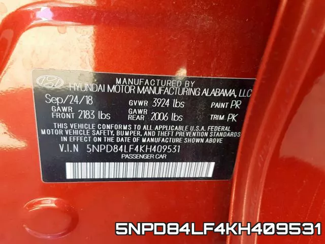 5NPD84LF4KH409531 фото 2