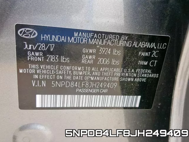 5NPD84LF8JH249409 фото 2
