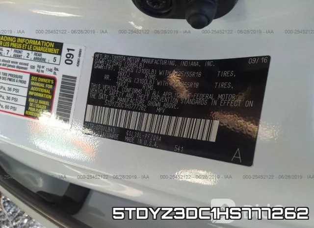 5TDYZ3DC1HS777262 фото 10