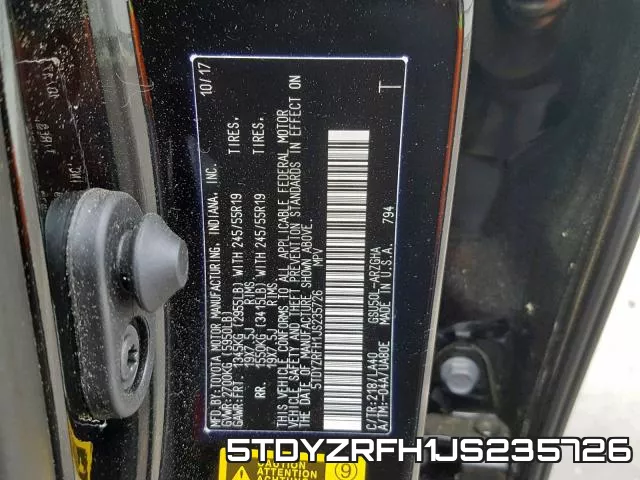 5TDYZRFH1JS235726 фото 2
