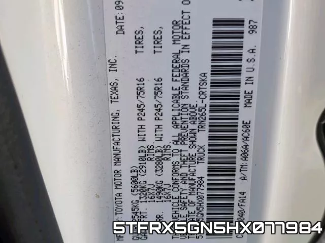 5TFRX5GN5HX077984 фото 2