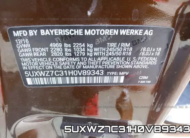 5UXWZ7C31H0V89343 фото 10