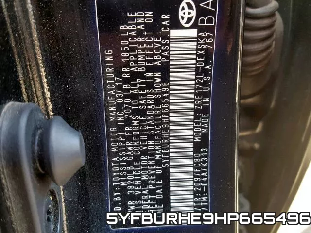 5YFBURHE9HP665496 фото 2